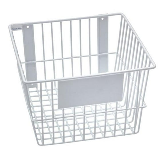Rack'Em #9190-W Mount Anywhere White Wire Basket 12"x12"x8" with Label Plate for Your Storage and Organizational Needs.