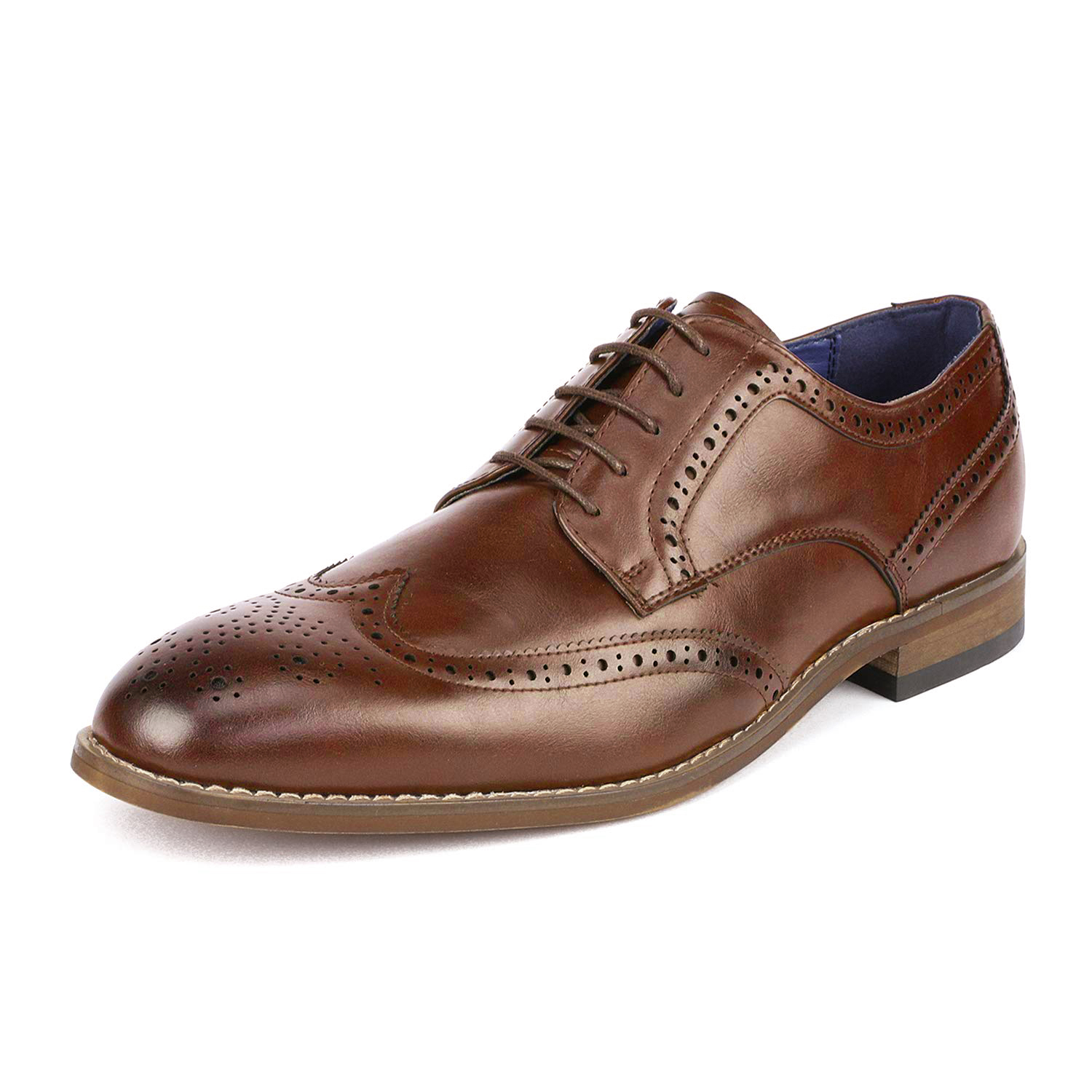Bruno Marc Mens Brogue Oxford Shoes Lace up Wing Tip Dress Shoes Casual Shoes WILLIAM_2 BROWN Size 9 - image 1 of 5
