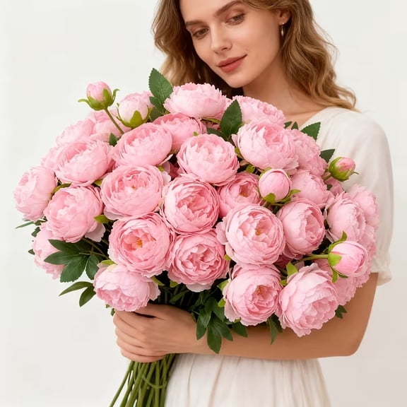5 Pcs Artificial Pink Peony Flowers for Home and Holiday Decoration - Perfect for Valentine's Day, Mother's Day, Weddings, and Parties