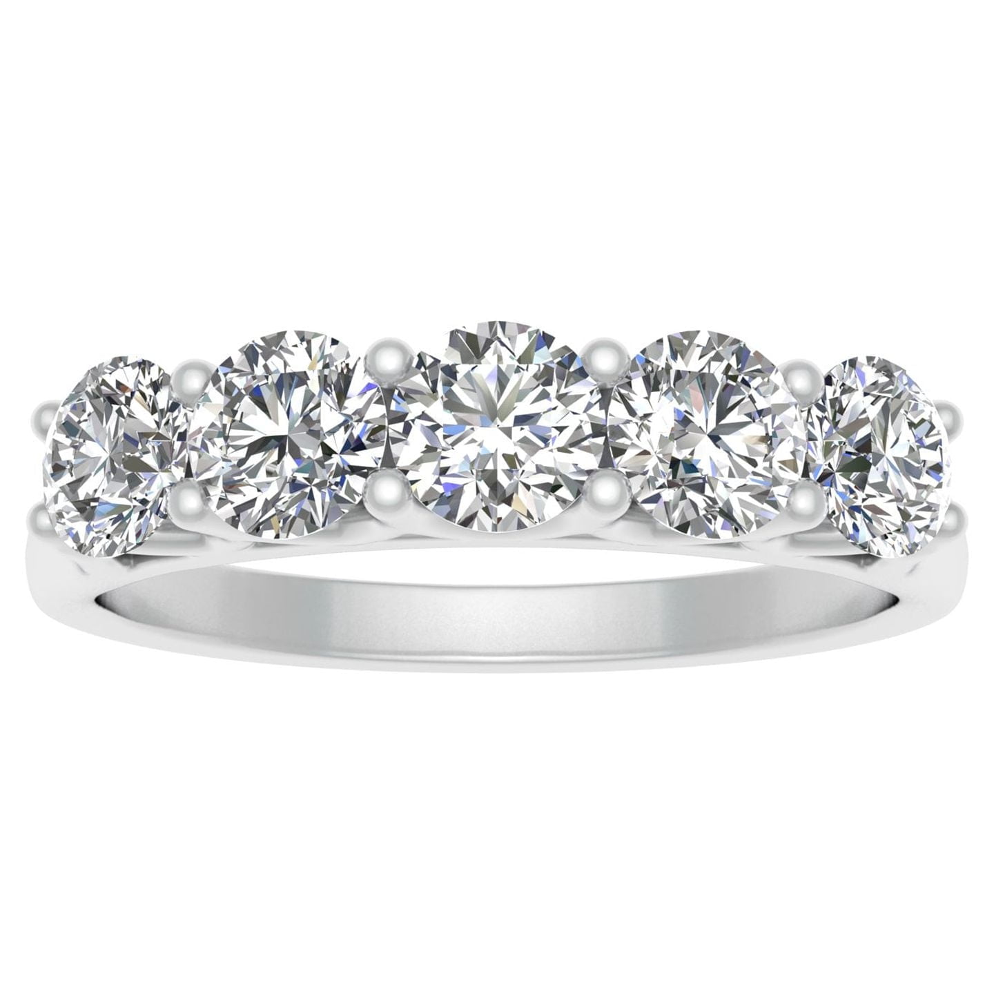 1/2 Carat TW Diamond Five Stone Women's Wedding Band in 10k White Gold