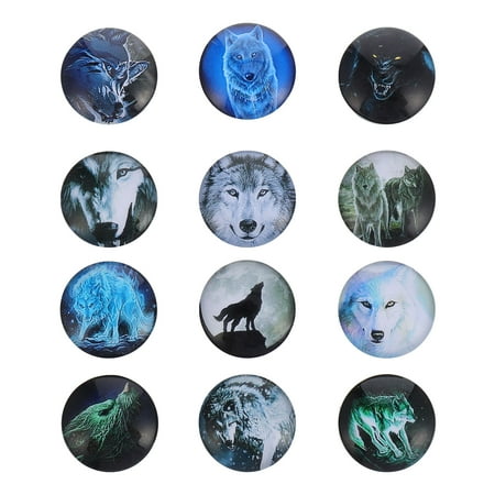 

12pcs Wolf Pattern Glass Refrigerator Magnets Whiteboard Magnetic Stickers