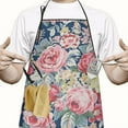 thumbnail image 2 of Pioneer Flower Floral Print Pattern Apron-Garden Aprons for Women with Pockets-Cotton Linen Waterproof Kitchen Cooking Gardening Aprons Adjustable for Kitchen,Cooking,BBQ and Salon 33x27 Inch, 2 of 7