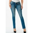 thumbnail image 2 of Grace in LA Women's Western Aztec Embroidered Pockets Stretch Bootcut Jeans (25, Blue), 2 of 3