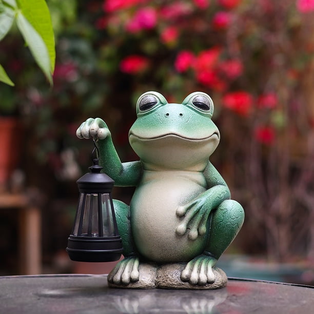 Frog Solar Garden Statue – Waterproof Resin LED Frog With Umbrella – Cute 24-Warm-White Light Decoration For Yard, Lawn, Patio – 7.8 X 3.3 Inches