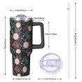 thumbnail image 2 of 40oz Pioneer Flower Floral Print Pattern Insulated Tumbler with Handle, BPA-Free Leak Proof Lid and Straws, Double Wall Vacuum, Hot 12h/Cold 34h, 2 of 6