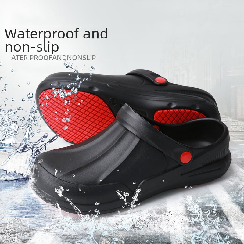 black non slip kitchen shoes rain boots canteen work safety shoes hotel waterproof oil proof chef shoes Walmart