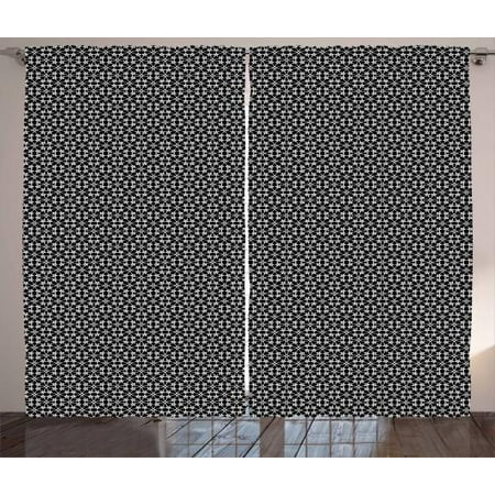 Knotty Alder 2 Panel (Floral Curtains 2 Panels Set, Romantic Floral Knotty Pattern of Interlaced Circular Stems as Graphic Image, Window Drapes for Living Room Bedroom, 108W X 90L Inches, Black and White, by)