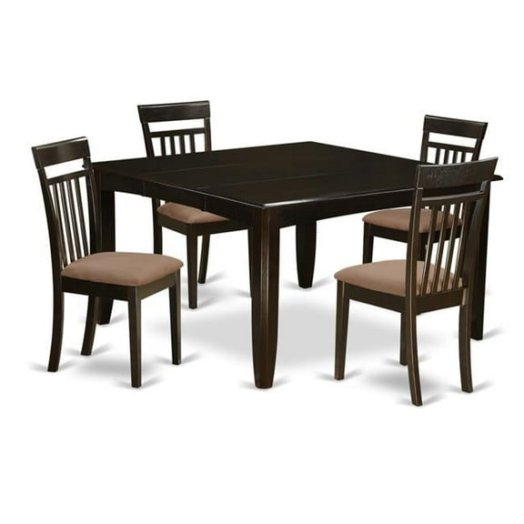 East West Furniture PFCA5-CAP-C Dining Room Set for 4-Dinette Table with Leaf & 4 Dinette Chairs, 5 piece - Cappuccino