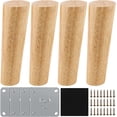 thumbnail image 1 of Juego de 4 patas de madera maciza para muebles, inclinadas, 15 cm, patas de repuesto con placa de montaje y tornillos para sofá, TV, cama, mesa de comedor, 1 of 5