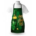 thumbnail image 3 of St. Patrick's Day Apron Large Pot of Gold Leprechaun Hat and Shamrocks Greetings 17th March, Unisex Kitchen Bib Apron with Adjustable Neck for Cooking Baking Gardening, Gold and Emerald, by Ambesonne, 3 of 3