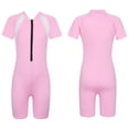 thumbnail image 1 of Aislor Kids Big Girls Zippered Swimsuit Swimwear Bathing Suit Rash Guard Shorty Sun Protection Wetsuit Pink 10, 1 of 7