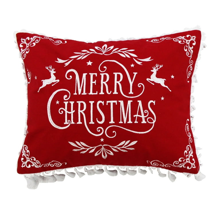 Merry Red Holiday Throw Pillow