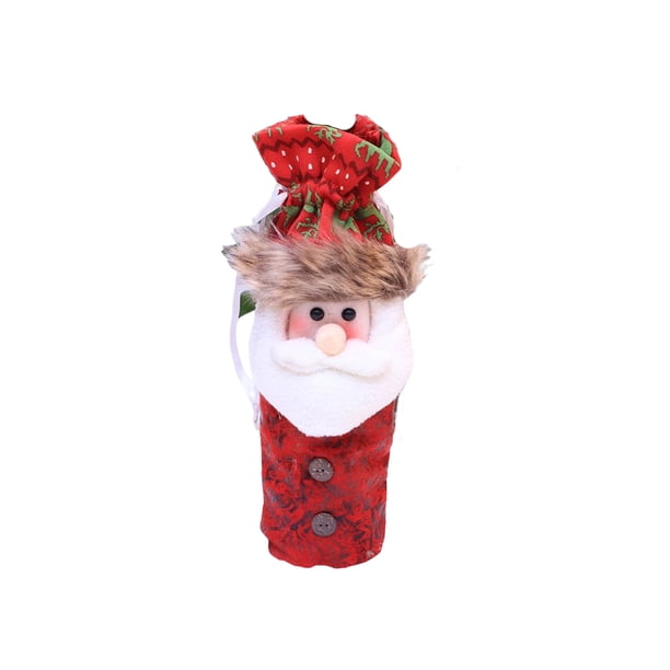 Injueey Cubierta de botella de vino de Navidad Manga de alce Telas no tejidas Decoración de de comedor de Navidad Ropa Sombrero Cubiertas de Kits de decoración para fiestas Anciano Injueey HA070035-03B