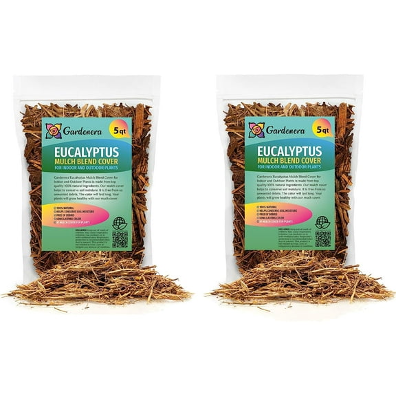 Gardenera Eucalyptus Mulch - Provide Long-Lasting Color and Aromatic Appeal to Your Landscape - 10 QUARTS