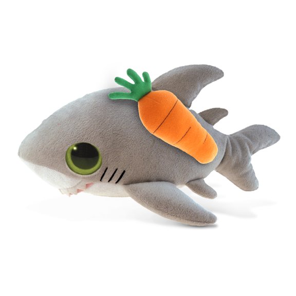 DolliBu Happy Easter Big-Eyed Shark Soft Plush with Carrot - Cute Stuffed Animals with Carrot Plush Toy, Perfect Easter Gift, Spring Easter Plush Animal - 6 Inches