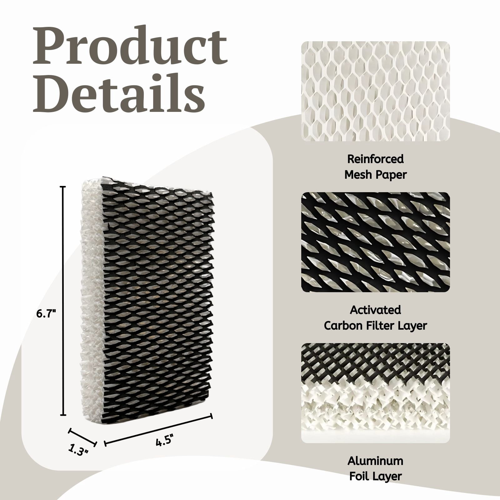 Nispira HWF23 Super Wick Humidifier Filter F Replacement for Holmes M1200 HM1250 HM1206 HM1200TPK and Bionaire BCM1250 Humidifiers, 4 Packs