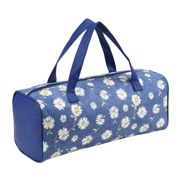 Bolsa de almacenamiento de hilo, bolsa de viaje con asa, portátil, para tejer Flor azul