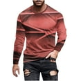 thumbnail image 2 of QUINDOS T Shirts for Men,Men Fall And Winter Fashion Casual Round Neck Long Sleeve Pullover Stripe Printed Loose Fit Outdoor T-shirts, 2 of 5