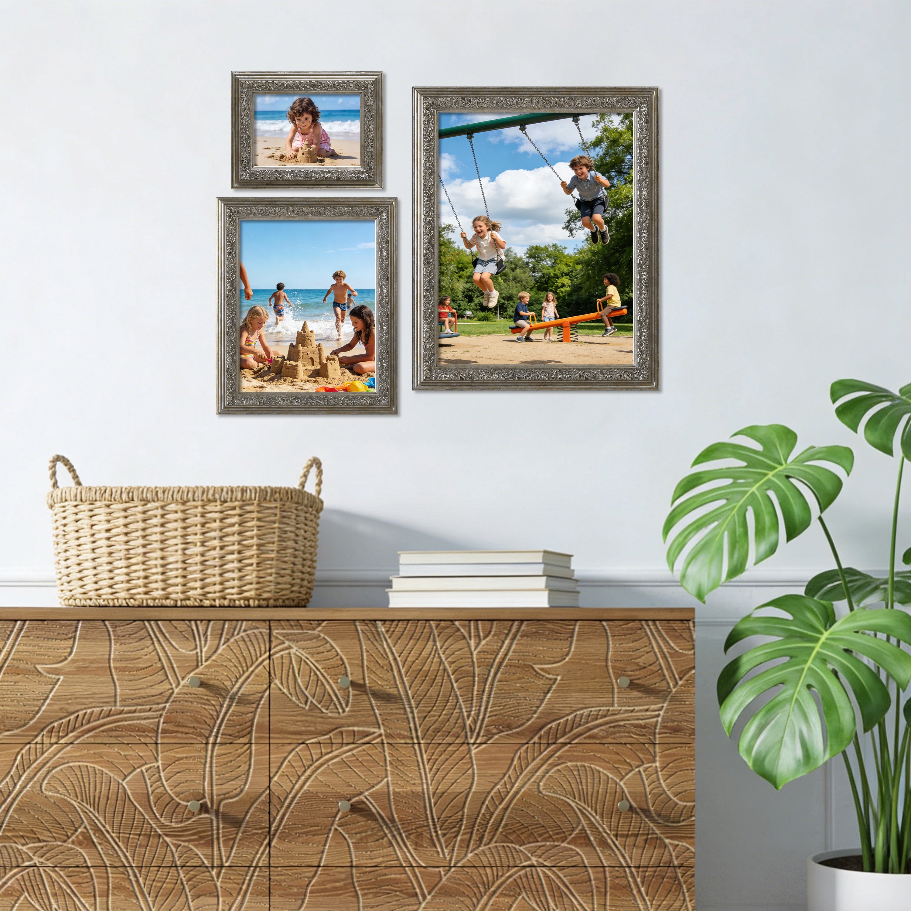5x7 Picture Frame - Silver Vintage Frames for Tabletop or Wall Hanging