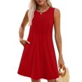 thumbnail image 2 of Vestido de verano OFEEFAN 2025, plisado, holgado, de primavera, rojo para mujer, 2 of 5