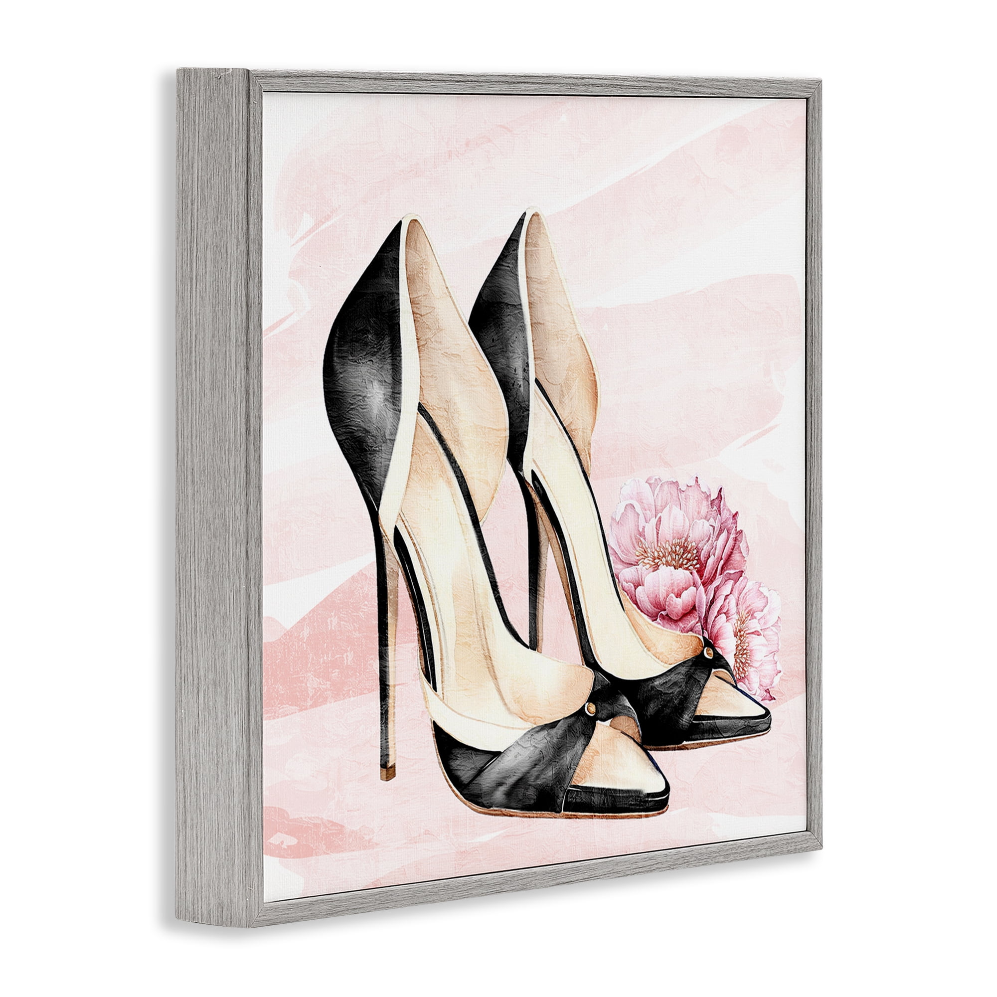 Stupell Industries Glam Time Heels Gray Framed Giclee Art, design by Kim Allen