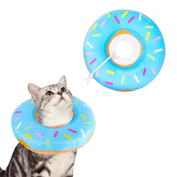 Minzimin 1 Pack Cat Donut Collar, Soft Cute Kitten Collar Adjustable Kitten Recovery Cone After Surgery to Stop Licking Lightweight Easy to Clean Neck Elizabethan Cone for Cat Dog Pet