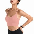 thumbnail image 4 of Wdgfv Women's Sports Bra-Scoop Neck Spaghetti Strap Molded Cup Double Sports Bra Low Support Yoga Workout Bra Pink M, 4 of 9