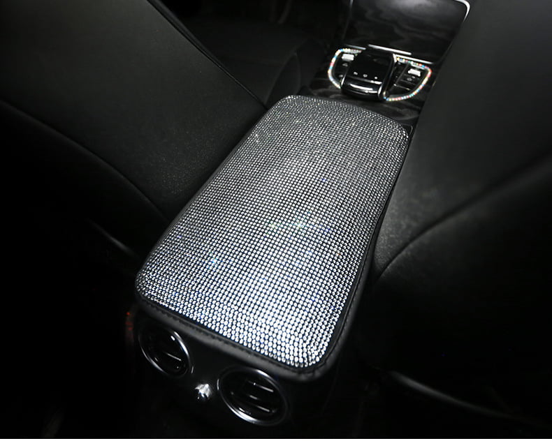 Car Armrest Cover Colorful for Women Bling Car Accessories Universal Crystal Rhinestone Auto Arm Rest Cushion Pads Console Protector Car Decor 