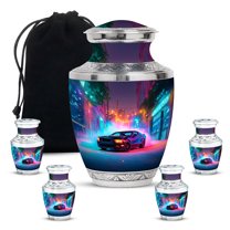 Yatskia Colorful Lightning Car Little Keepsake Urns for Human Ashes Adult Men and Women, Large Memorial Urn for Adult Ashes, (Tasty 10 Inch and 3 Inch)