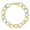 thumbnail image 4 of Auriga Fine Jewelry 10k Two-tone Gold Polished and Textured Link Bracelet 7.5" for Men, 4 of 5