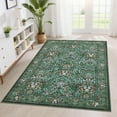 thumbnail image 4 of FairOnly 8'x10'Pastoral Washable Low Pile Rug Modern Farmhouse Non Slip Foldable Carpet for Kitchens Bedroom Living Room,Dark Green, 4 of 7
