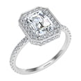 thumbnail image 2 of Eterna JewelEmerald Cut 2.3 Ct Lab-Created Simulated Diamond Ring - 14K White Gold Plated Prong Setting - Elegant Halo Solitaire with Accents - Perfect Gift for Her - Unique Engagement Wedding Ring, 2 of 3