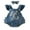 Blue, variant on Bagilaanoe Newborn Baby Girl Summer Rompers Letter Print Fly Sleeve Bodysuits + Headband 3M 6M 12M 18M 24M Infant Denim One Piece Jumpsuit