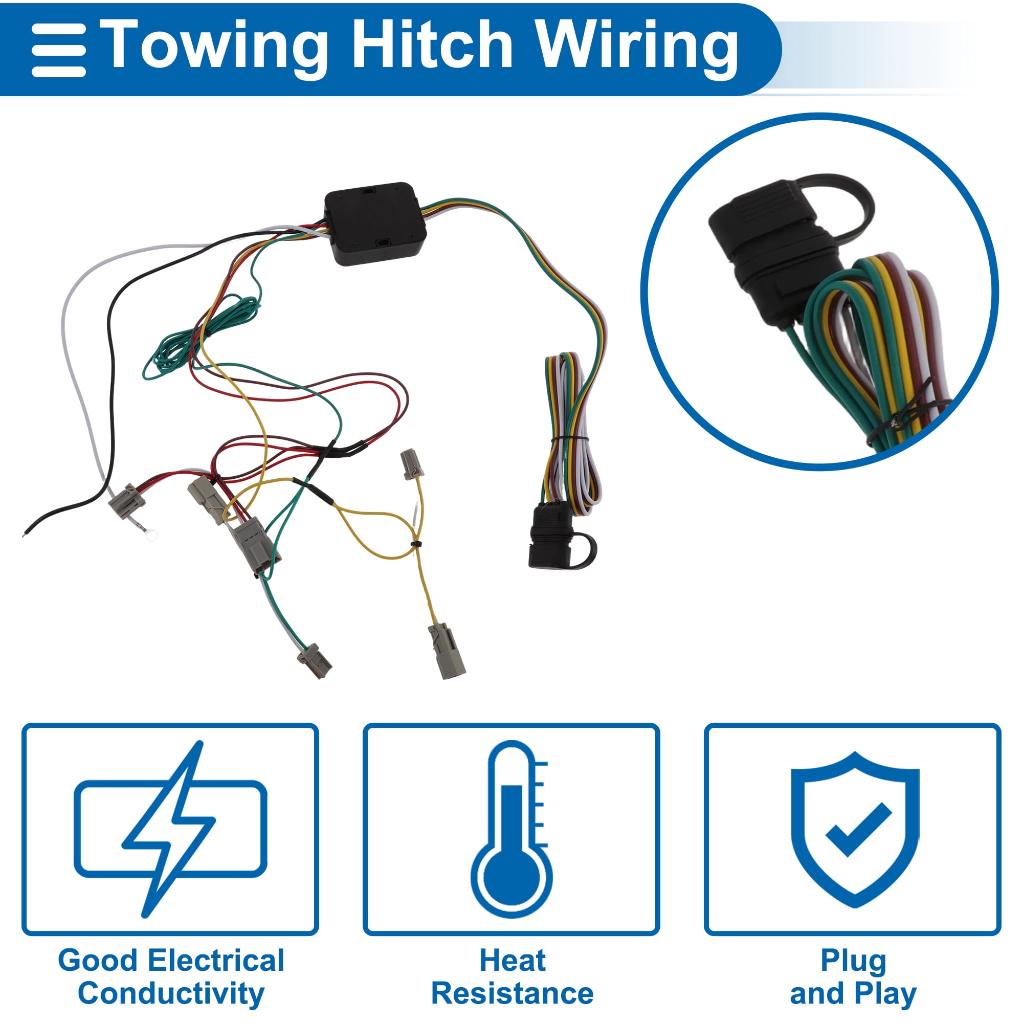 Unique Bargains 4 Pin Trailer Wiring Harness 56341 Towing Hitch for Honda Civic 2001-2005