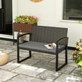 thumbnail image 2 of Outsunny Banc d'Extérieur en Osier 2 Places pour Patio, Causeuse avec Coussin, Gris, 2 of 10