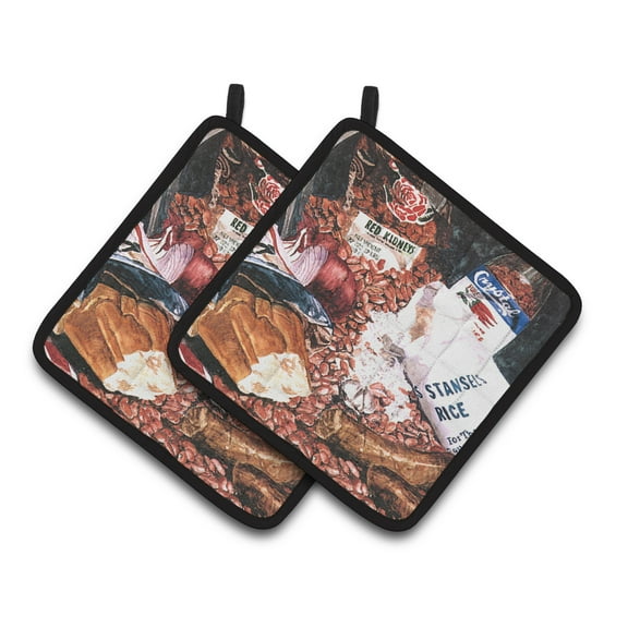 Caroline's Treasures 8536PTHD Red Beans and Rice Pair of Pot Holders , 7.5HX7.5W, multicolor