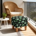 thumbnail image 4 of SCRAWLGOD St. Patrick's Day Shamrock Stripe Print Green Black Ottoman Slipcover, Anti Slip Square Footstool Cushion with Elastic Bottom Thick Foot Stool Protection Fit for Most Footrest Sofa, 4 of 7