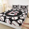 thumbnail image 3 of Homewish Boys Baseball Sports Bed Sheets, Cute Initial B Letter King Sheets, Black White Cartoon Sheet Set, Ultra Soft Bedroom Decor, 4pcs, 3 of 7