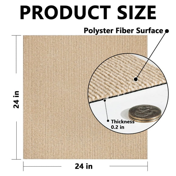 Carpet Tile 24â X 24â Self Adhesive Carpet Floor Tiles Anti-Slip Reusable Carpet Squares Peel and Stick Carpet Floor Tile Easy Install DIY for Bedroom Living RoomGray 1 One Size
