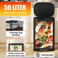 thumbnail image 4 of FASCK 13 Gallon/50 L Garbage Can Kitchen Trash Can with Lid for Office Bedroom Bathroom Step Trash Bin Fingerprint-Proof Brushed Stainless Steel 13 Gallon / 50 Liter,Black, 4 of 7