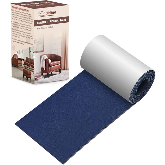 ONine Parche de reparación de cuero, cinta de reparación de cuero, parche de reparación de cuero de 3 x 60 pulgadas para muebles, kit de reparación de vinilo, parche de cuero para sofás, muebles, asie