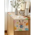 thumbnail image 5 of Table Runner 120 Inches Long for Kitchen Dining, Spring Easter Dresser Scarf Farmhouse, Dining Table Decorations for Wedding/Parties, Bunny Colorful Eggs Floral Beige 13 x 120 In, 5 of 8