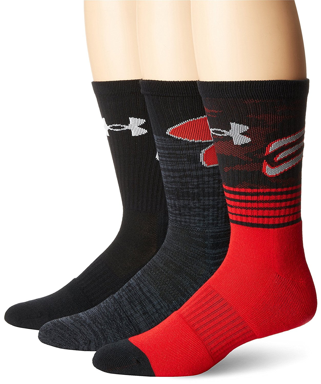red and black under armour socks