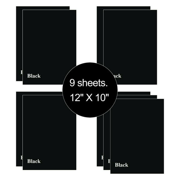 9 Sheets Black 12" x 10" HTV Iron On Heat Transfer Vinyl Paper for T-Shirts Cricut Silhouette