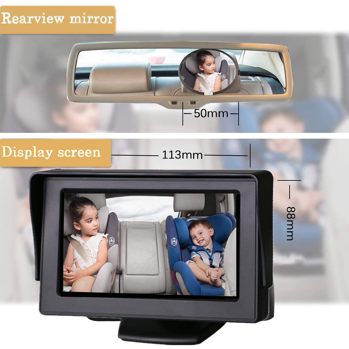 Baby Car Mirror with Night Vision Feature, View Infant in Rear Facing Seat, Wide Crystal Clear View