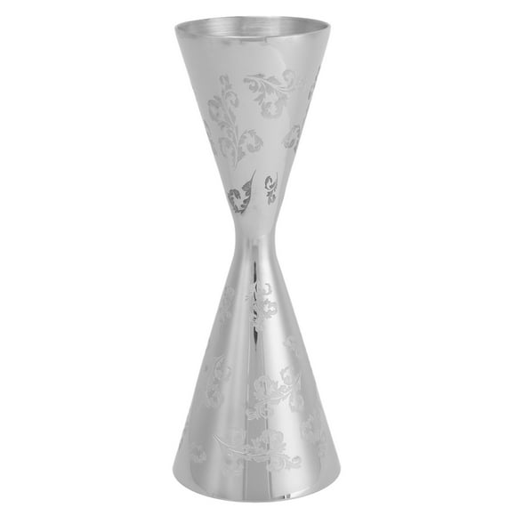 Stainless Steel Bartender's Jigger with Dual Heads and Striped Leaf Design, 60ml & 90ml Measures for Mixology Bar Tools