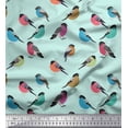 thumbnail image 3 of Soimoi Green Cotton Cambric Fabric Rufous Flycatcher Bird Print Fabric by the Yard 42 Inch Wide, 3 of 3