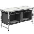 thumbnail image 2 of Outsunny 47" Aluminum Folding Camping Table, Outdoor Picnic Table with Carrying Handle And Storage Organizer Cabinets, 2 of 9