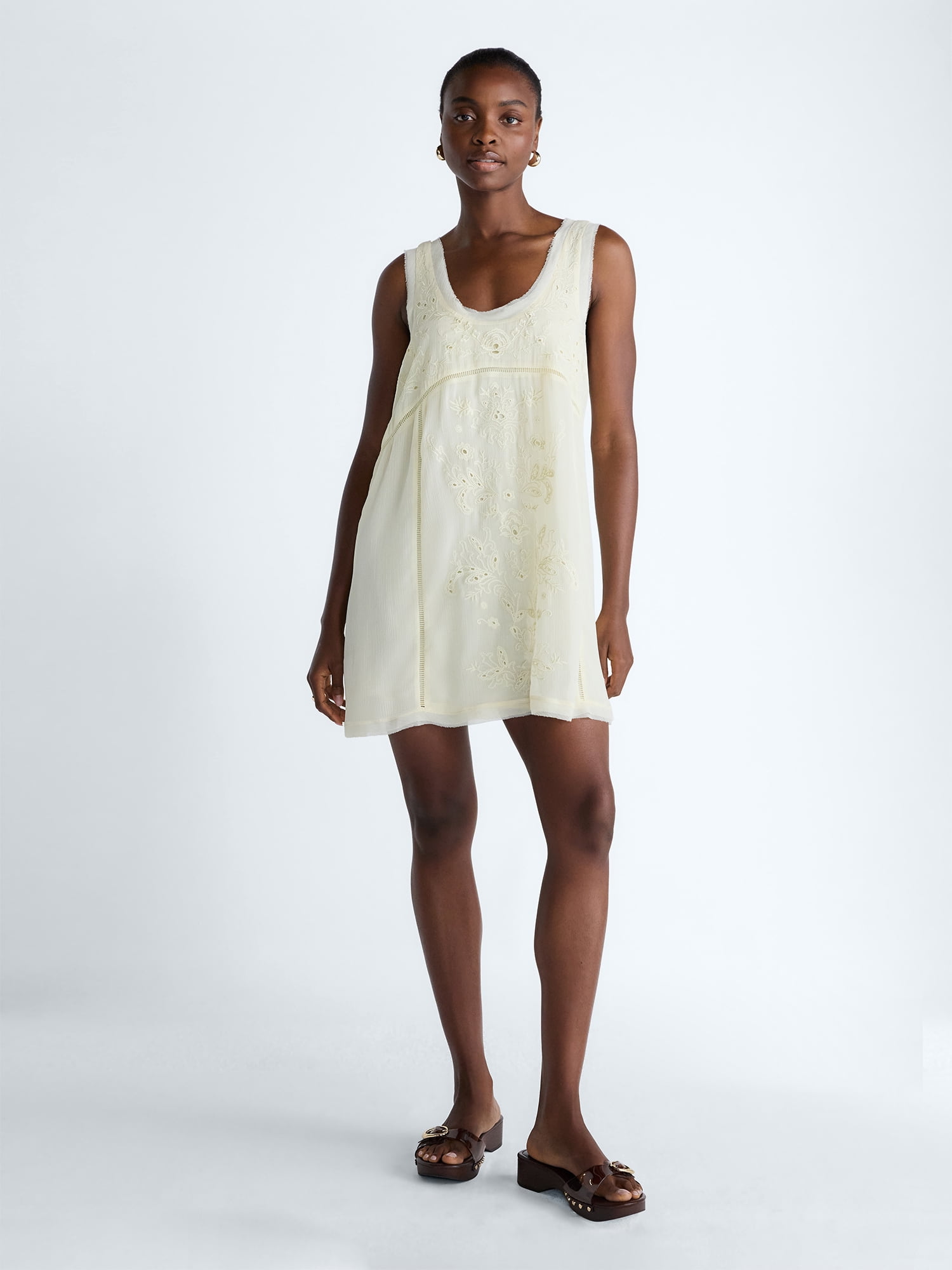 Scoop Women's and Women's Plus Embroidered Mini Dress, Sizes XS-4X