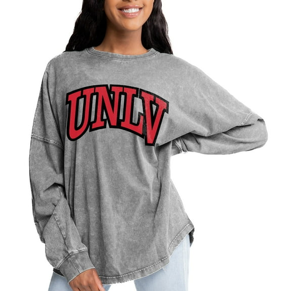 Women's Gameday Couture Gray UNLV Rebels Faded Wash Pullover Sweatshirt